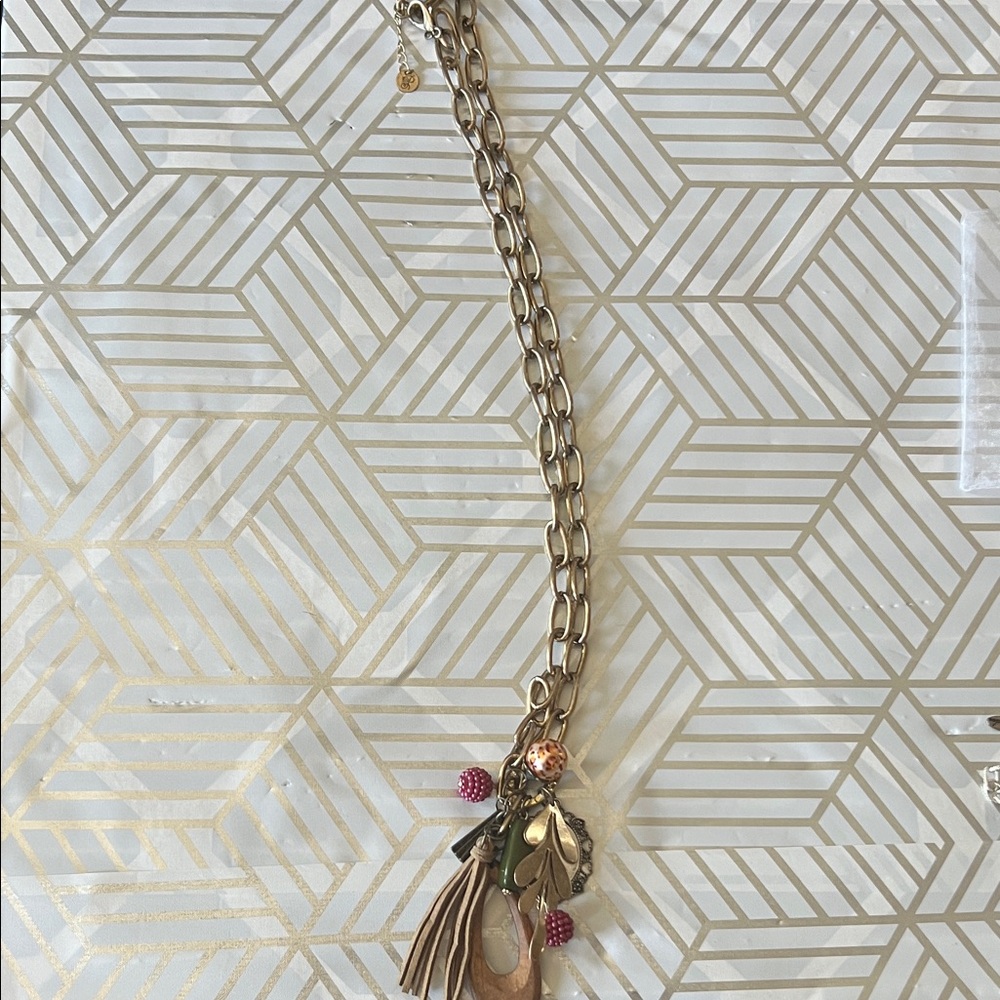 Gold and Pink Charm Necklace
